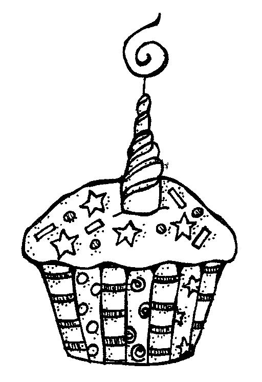 Birthday  black and white birthday cupcake black and white clipart