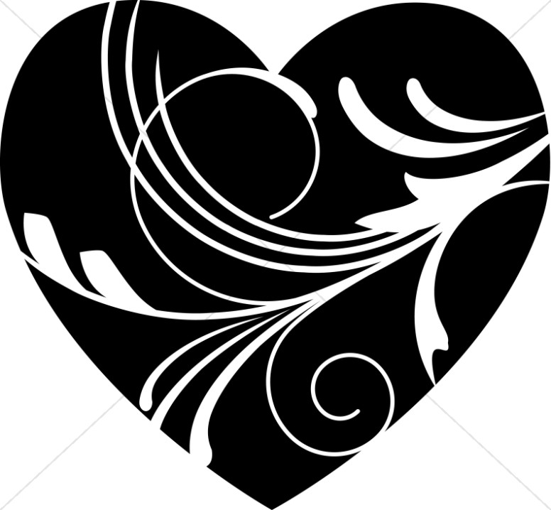 Black Heart Black And White Swirl Heart Clipart WikiClipArt