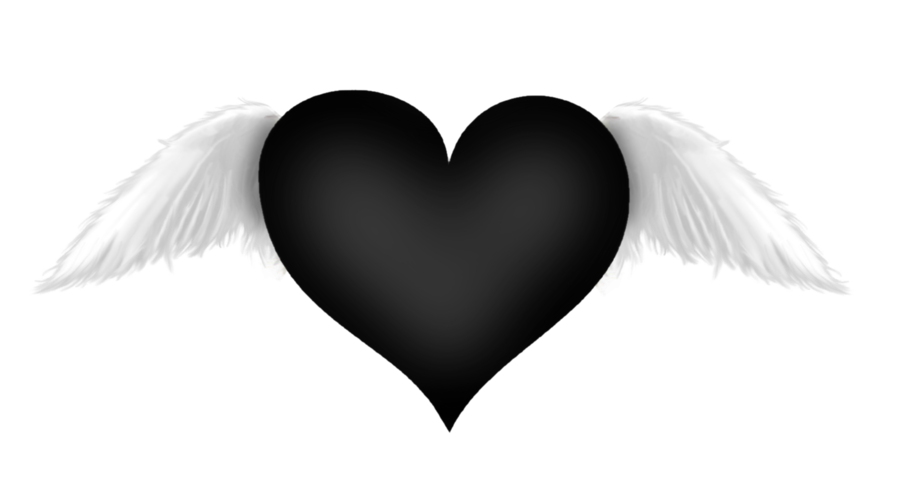 Black heart with wings transparent clipart 0