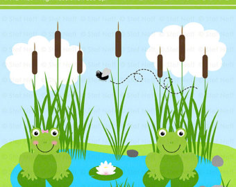 Boys in pond clipart