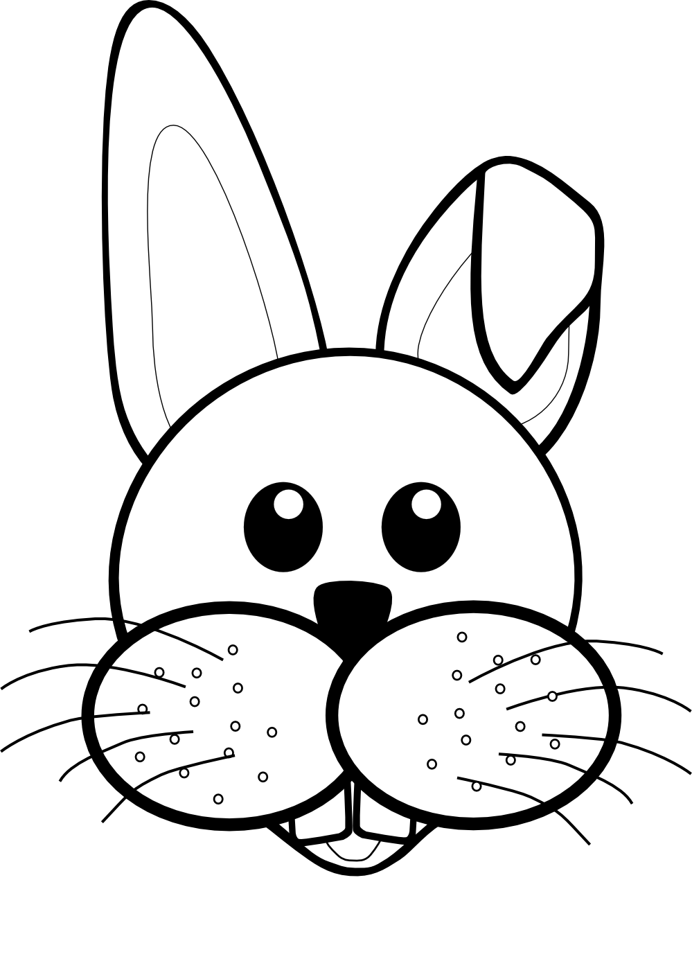 Bunny  black and white rabbit face clipart black and white