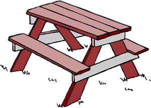 Cartoon picnic table tables clipart