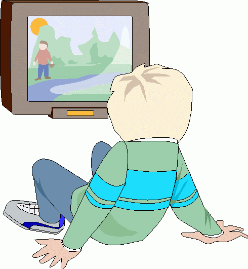 Cartoon watching tv clipart 2