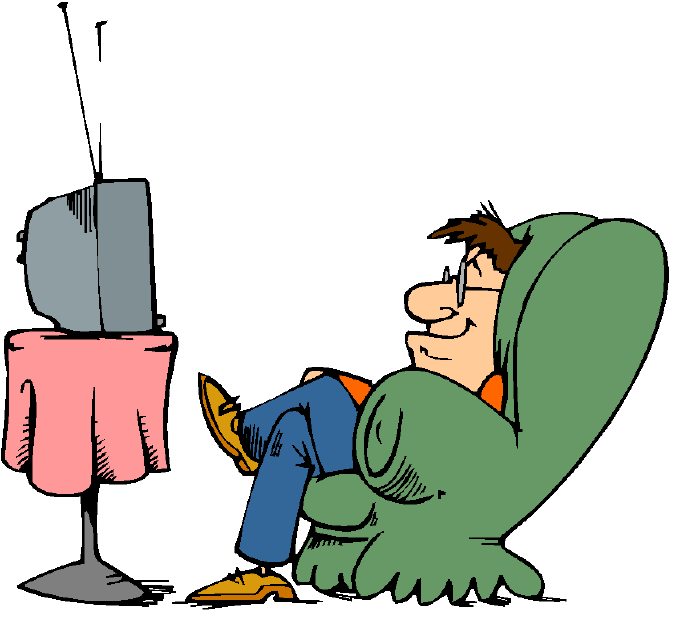 Cartoon watching tv clipart