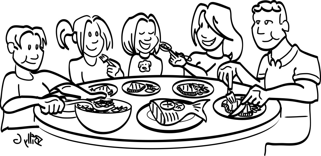 Family  black and white dinner clean clip art family meal black and white clipart baby