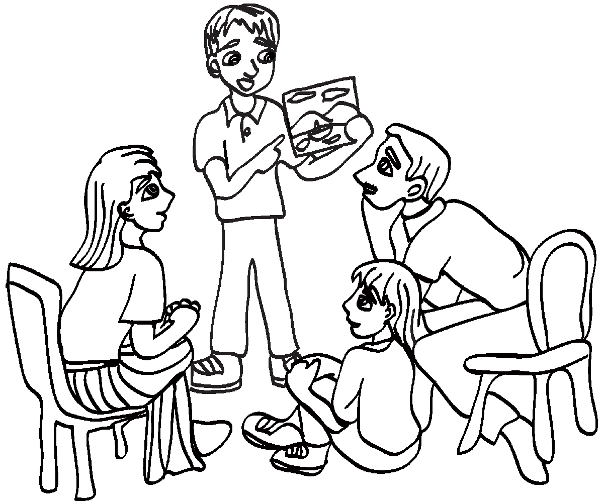 Family  black and white large family black and white clipart