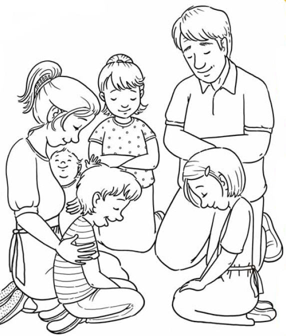 Family  black and white praying family clipart black and white clipartfest