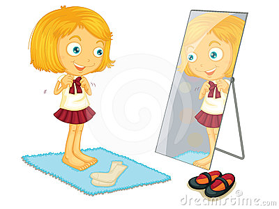 Girl getting dressed clipart