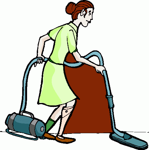 Housekeeping woman cleaning clipart