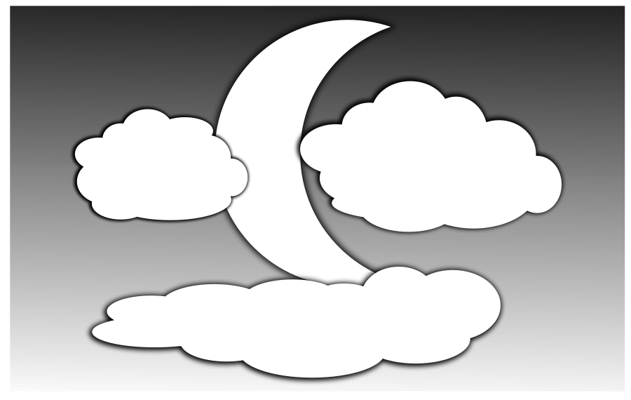 Moon  black and white clouds and the moon 2 clipart vector clip art