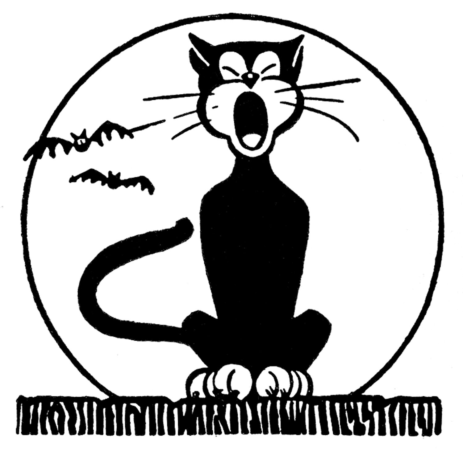 Moon  black and white retro halloween clip art black cat with moon the graphics fairy