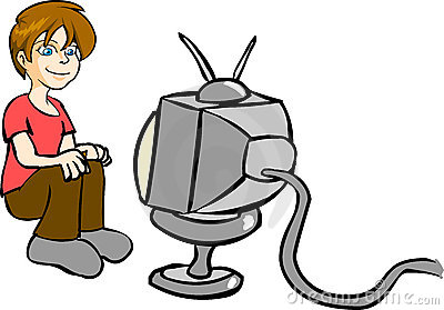 Person watching tv clipart boy