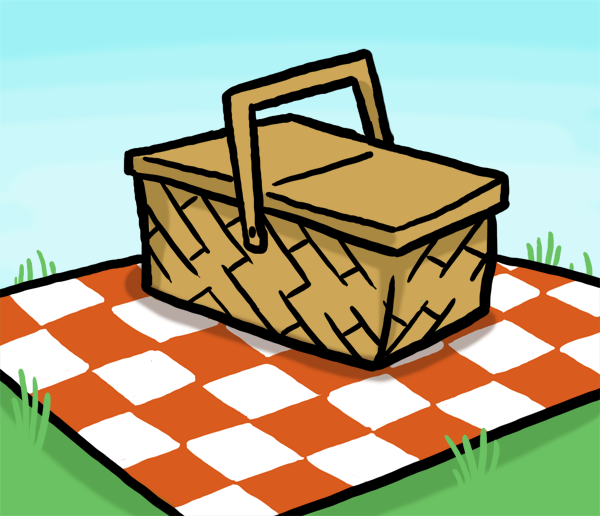 Picnic table blanket picnic basket clipart