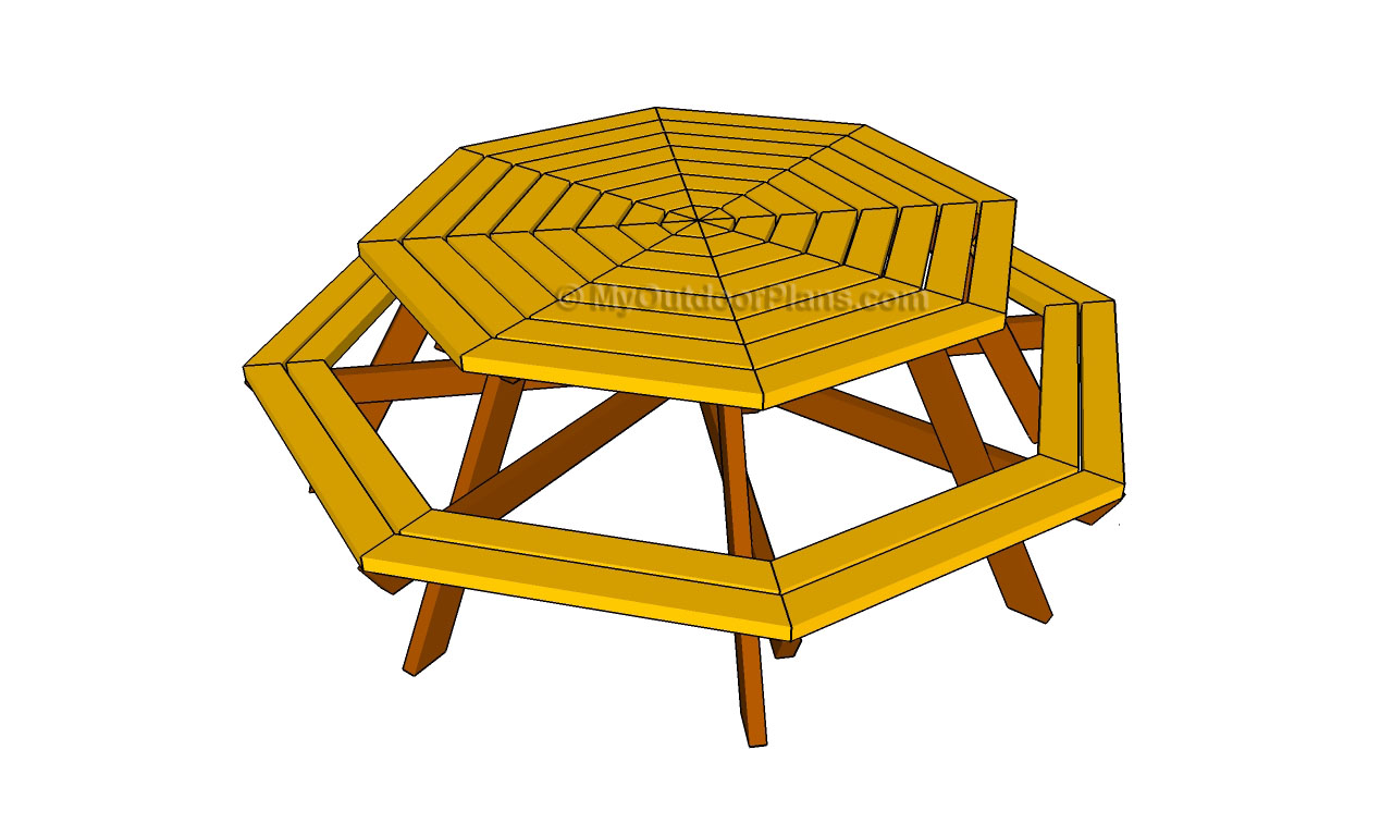 Picnic table plans free octagon discover woodworking projects clipart