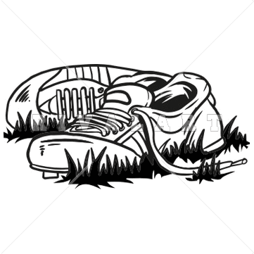 Track shoe black and white running shoe clipart