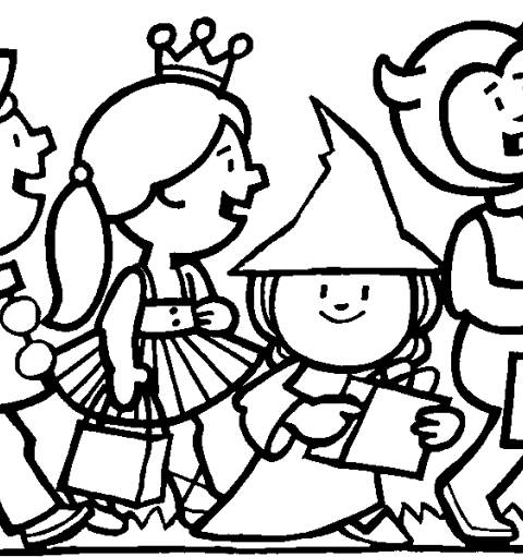 Trunk or treat black and white kids trick or treat clipart