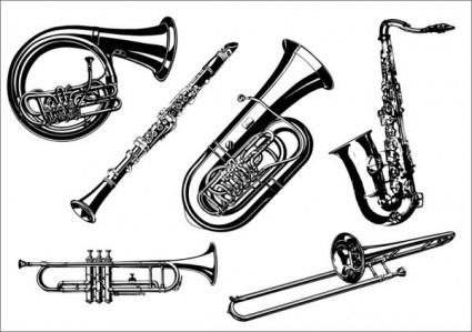Vector musical instrument trumpet tuba free vector in coreldraw clip art
