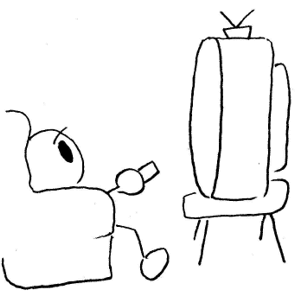 Watching tv black and white clipart 3