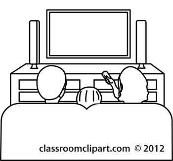 Watching tv black and white clipart