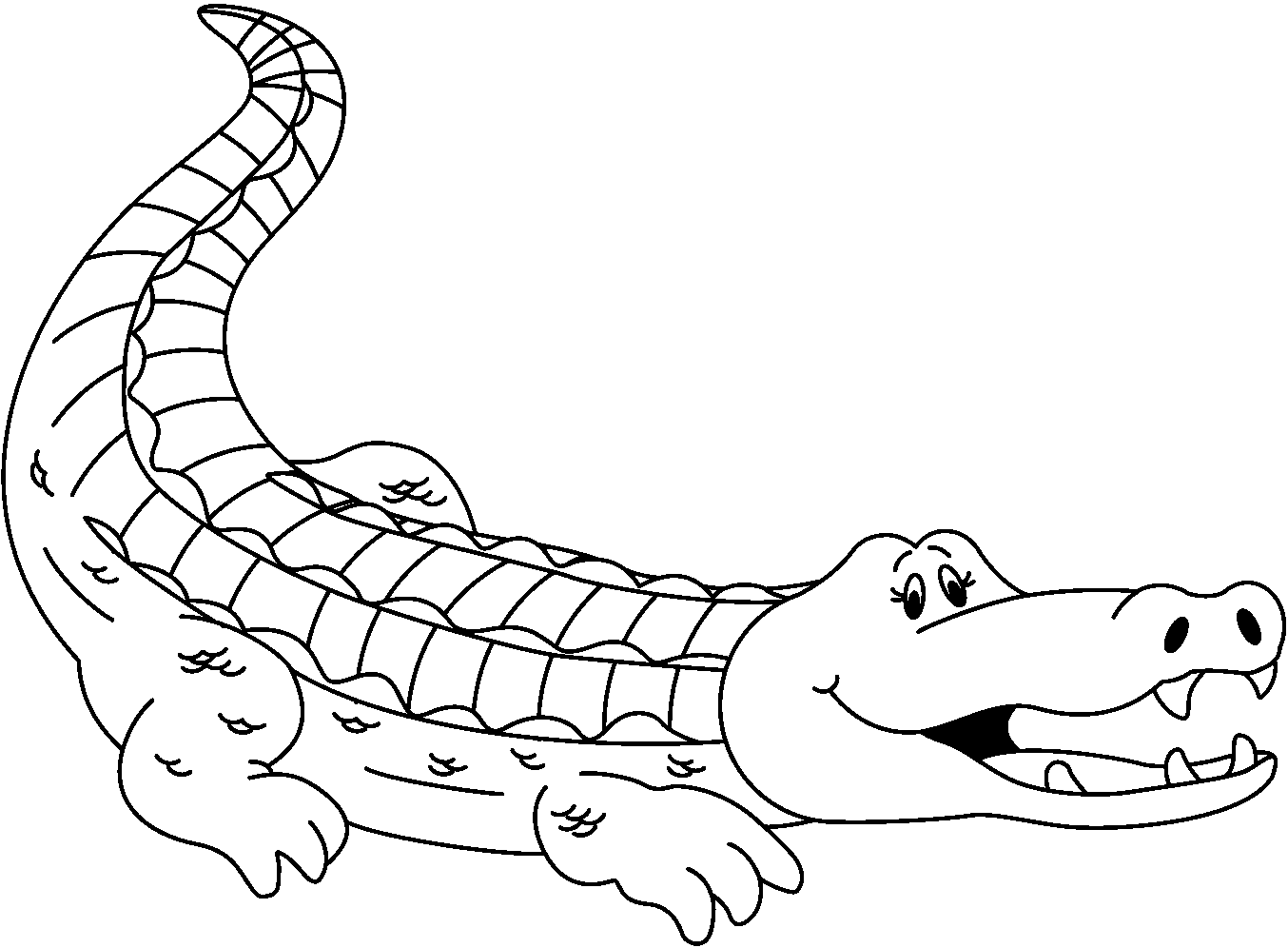 Alligator black and white clipart