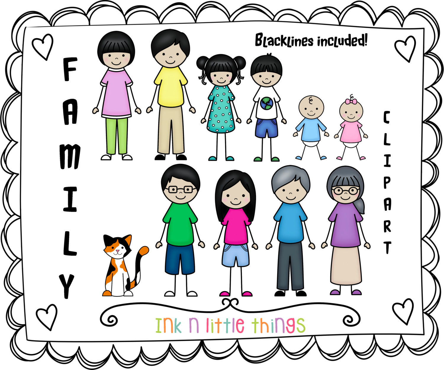 Family of 6 clipart 2