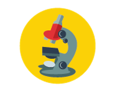 Microscope science icons yellow and blue clipart the arts media