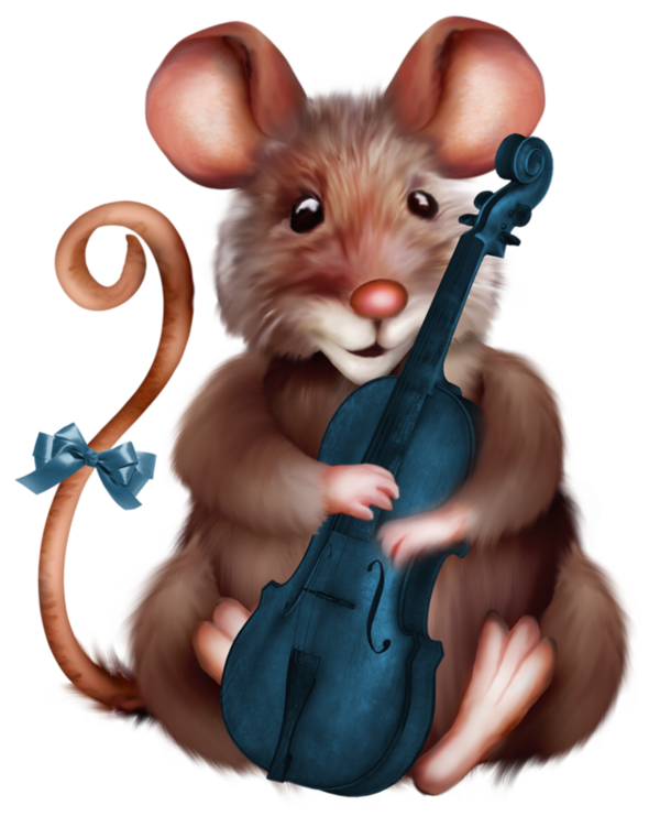 Mouse with violin clipart cartoon 0