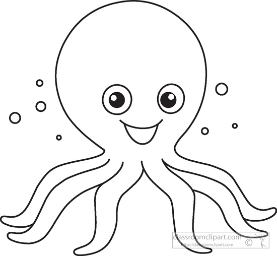 Ocean animals black and white clipart