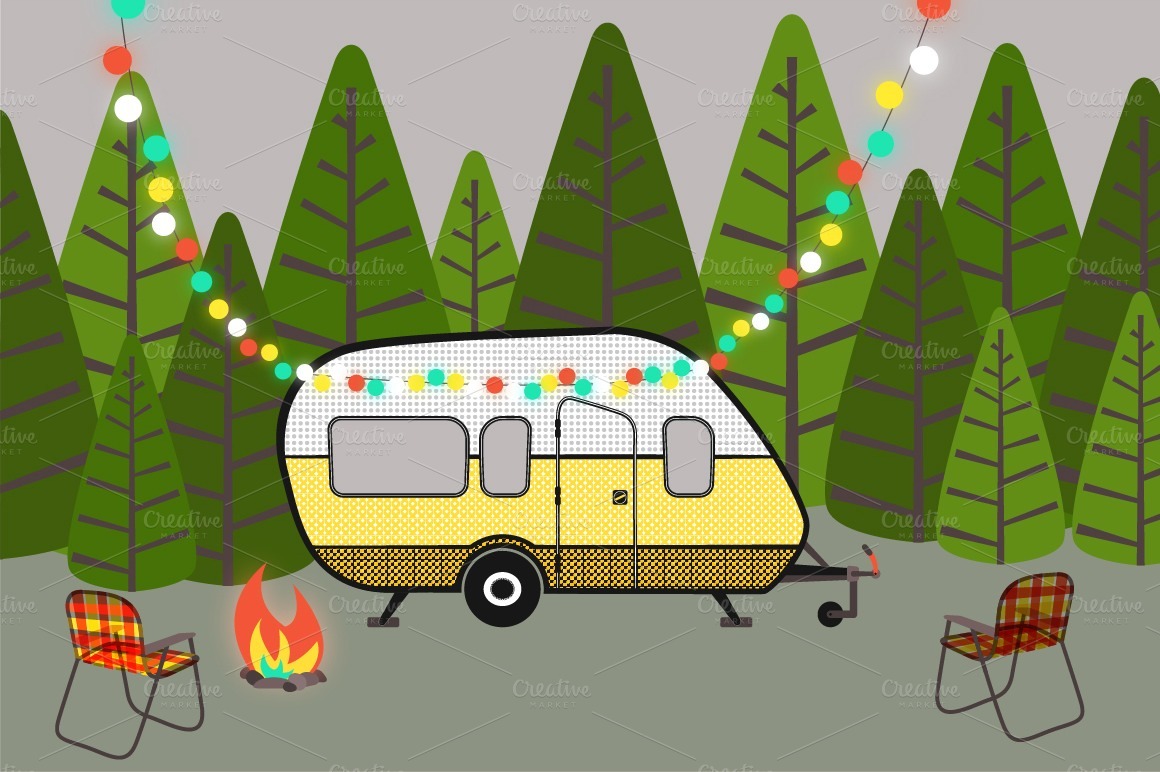 Rv camping cartoon clipart