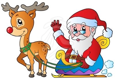 Santa claus with reindeer clipart
