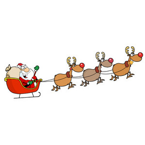 Santa sleigh reindeer clipart clipartfest