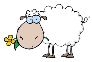 Sheep clipart image cartoon eating a flower
