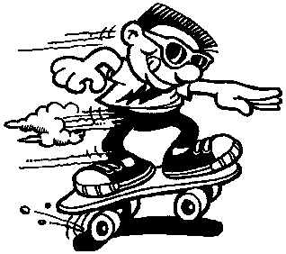 Skateboard black and white clipart 3