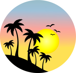 Tropical island clipart image palm trees seagulls and the