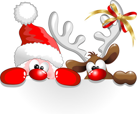 Winter christmas santa claus reindeer clipart free vector download