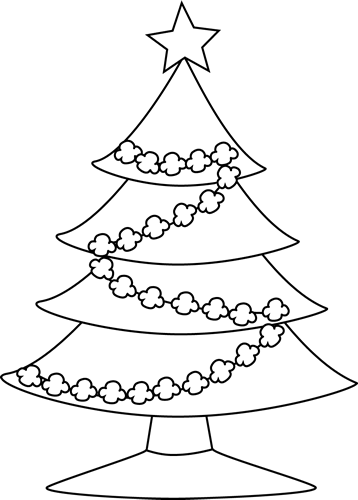 Christmas tree  black and white black and white popcorn christmas tree clip art