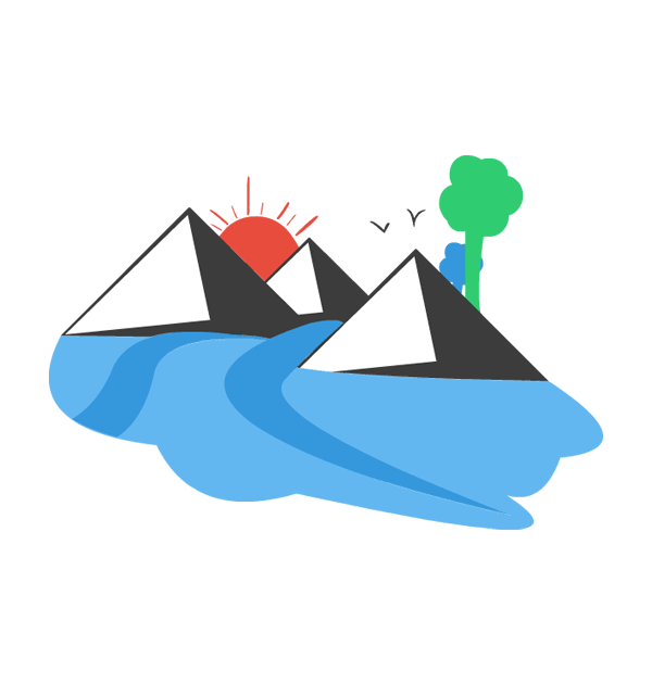 Mountain and river clipart 2