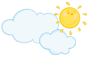 Partly cloudy clipart image cartoon sun and clouds icon