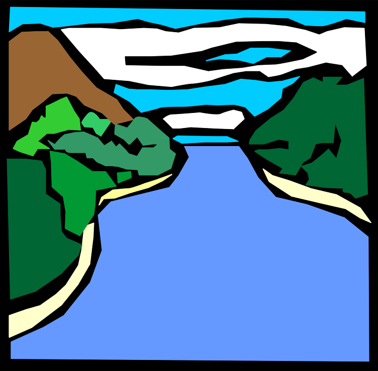 River and trees clipart