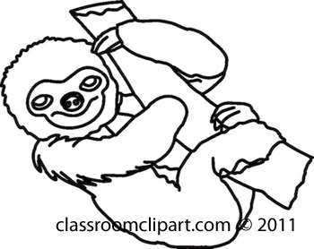 Sloth black and white clipart clipartster