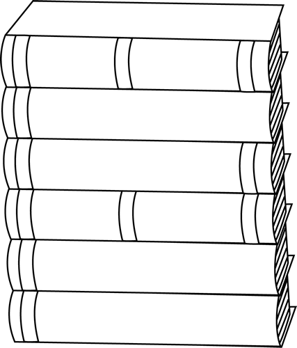 Stack of books black and white clipart