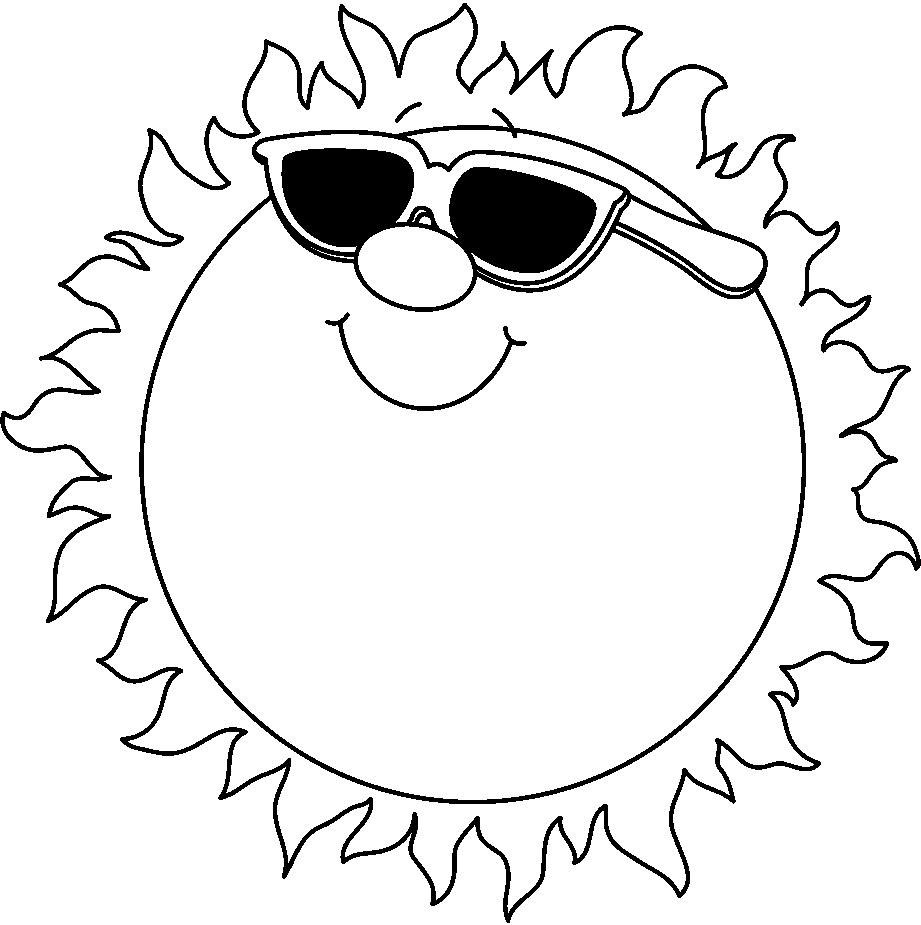 Sunny black and white clipart