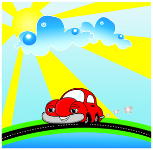 Sunny clipart image going for a drive on day