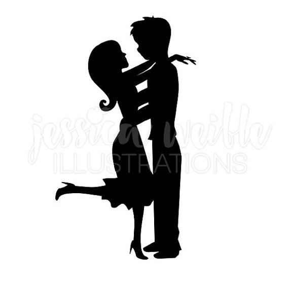 Sweet couple silhouette cute digital clipart engagement clip art