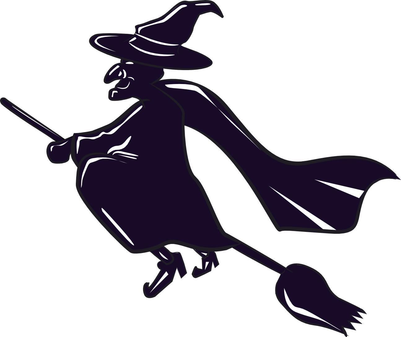 Witch on broom clipart clipart