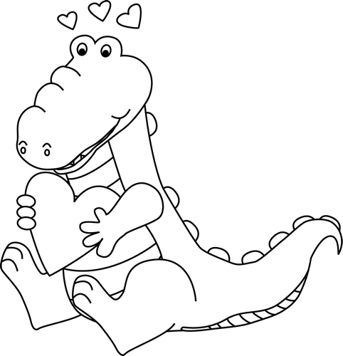 Alligator  black and white black and white alligator valentine clip art