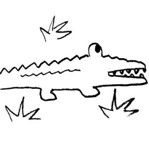 Alligator  black and white fun fonix printable clipart images for phonics worksheets