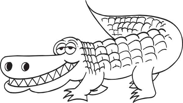 Alligator  black and white white alligator outline clip art at vector clip art
