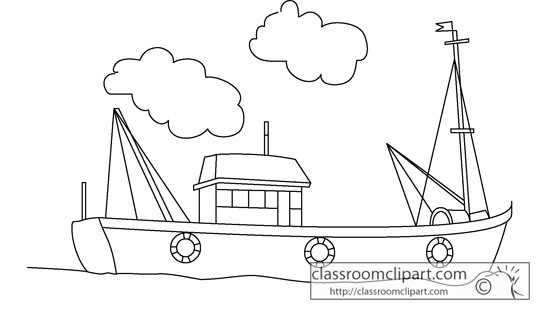 Boat  black and white fishing boat clip art black and white tug clipart image 2