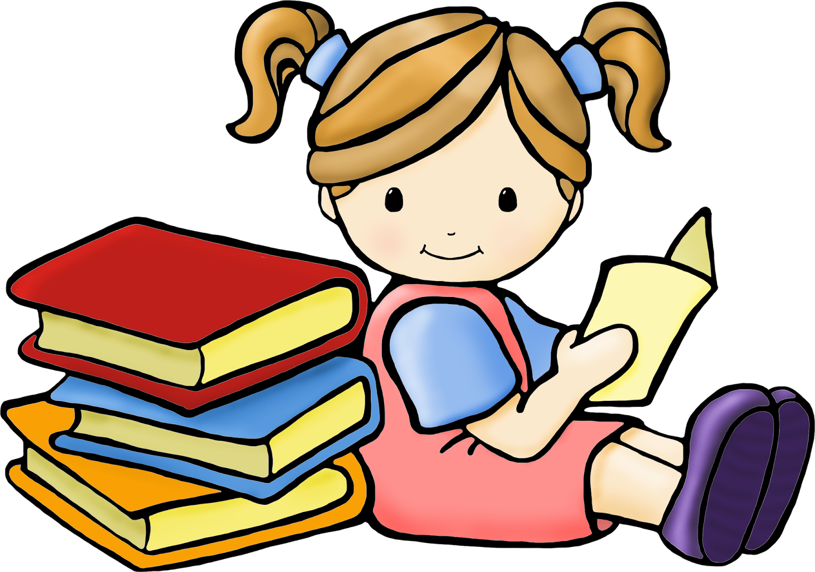 Clipart of students reading clipart